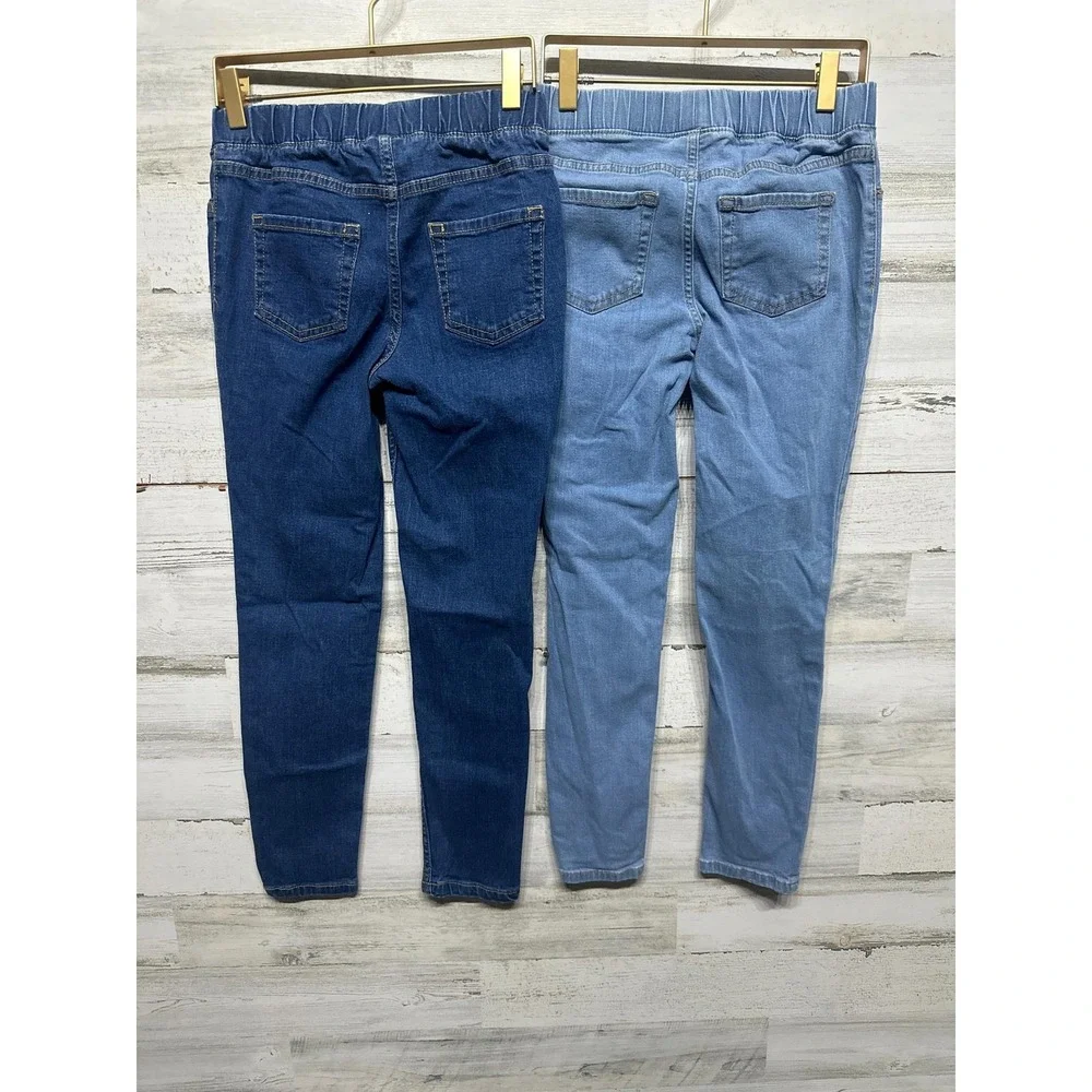 Cat & Jack Pull On Jeggings Girls Size 12 Blue Denim‎ Stretch Bundle EUC